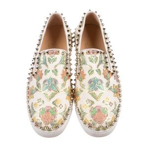Christian Louboutin Snakeskin Spikes Slip-On Sneakers
